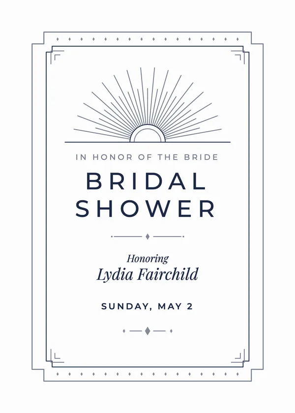 Deco Sunburst — Art Deco bridal shower invitation
