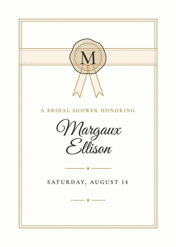 Wax Seal & Ribbon — Wax Seal & Ribbon bridal shower invitation