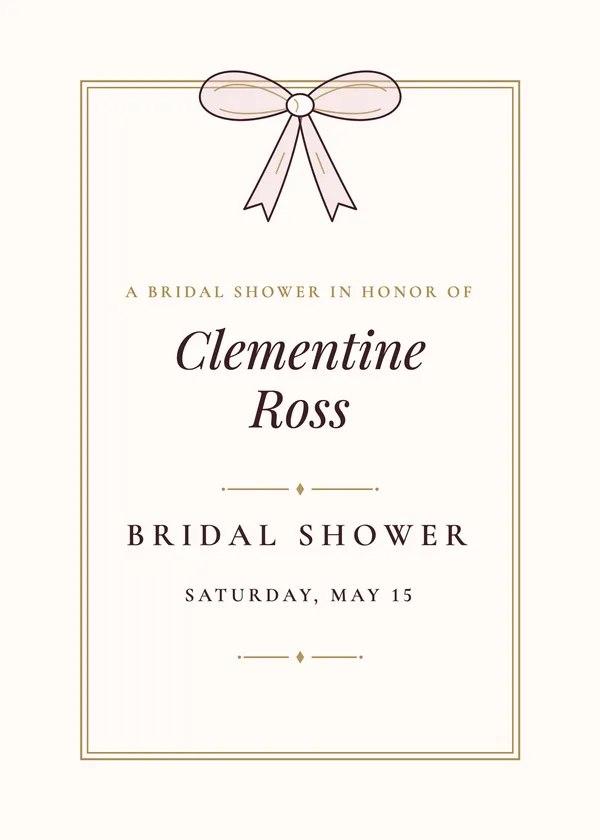 Ribbon Bow — Wax Seal & Ribbon bridal shower invitation