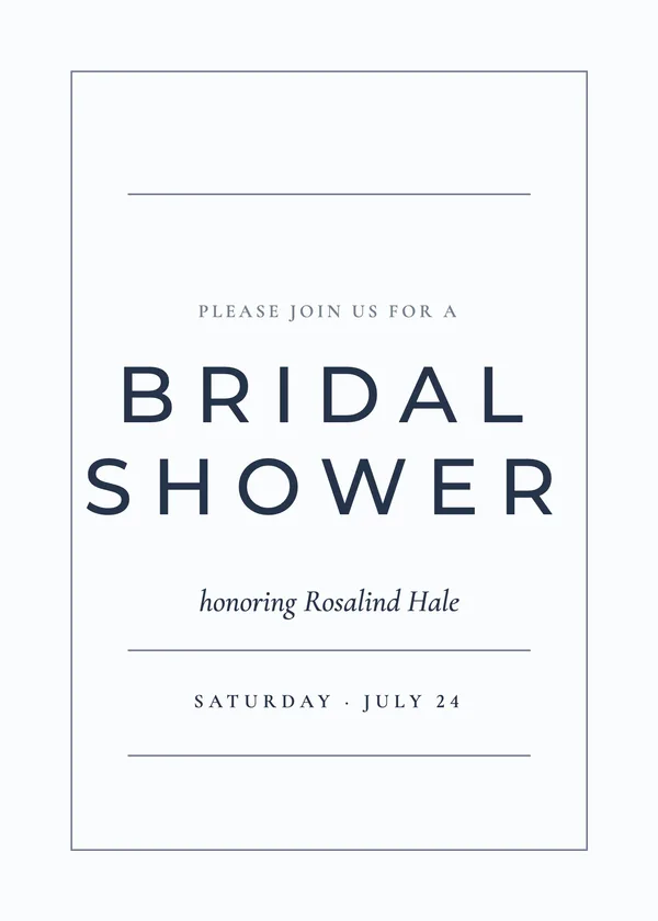 Oversized Block — Modern Minimal bridal shower invitation