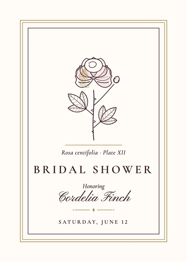 Botanical Plate Rose — Botanical Plate bridal shower invitation