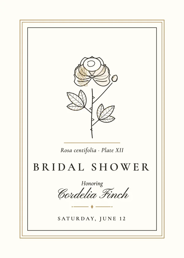 Botanical Plate Rose — Botanical Plate bridal shower invitation