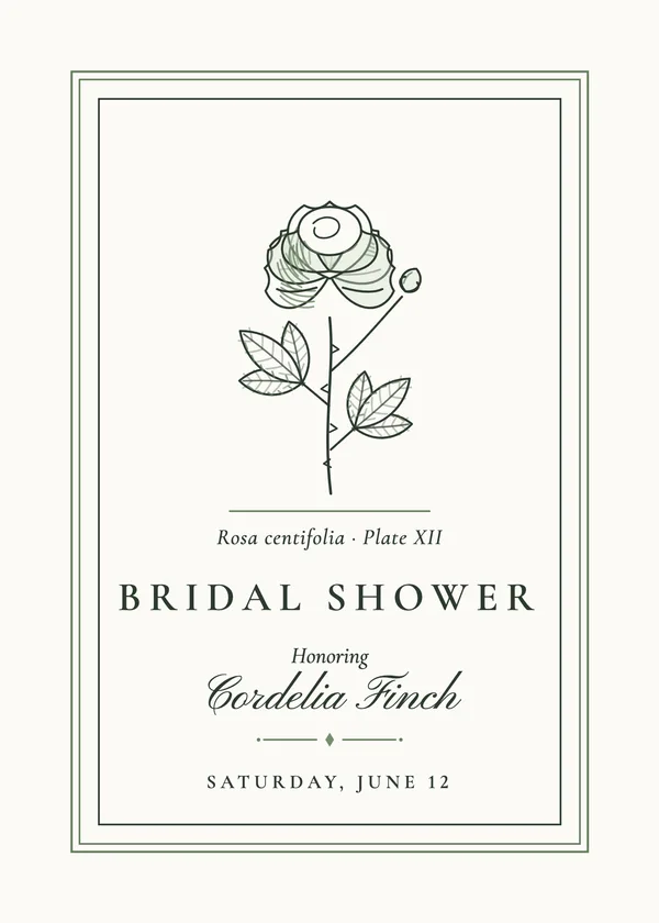 Botanical Plate Rose — Botanical Plate bridal shower invitation