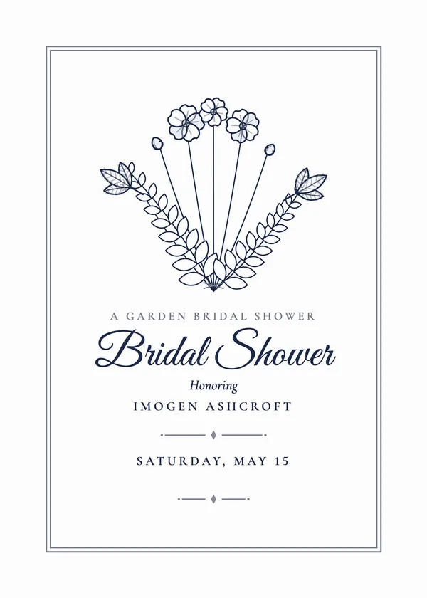 Pressed Flowers — Botanical Plate bridal shower invitation
