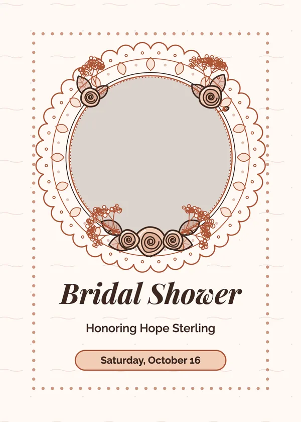 Lace Doily — Rustic Wood & Lace bridal shower invitation with a photo window
