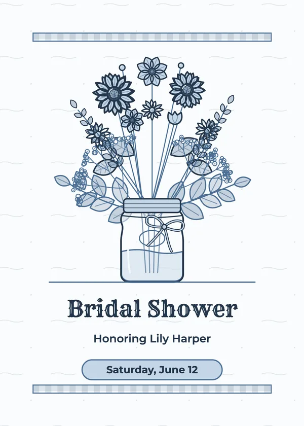 Mason Jar Wildflowers — Mason Jar bridal shower invitation