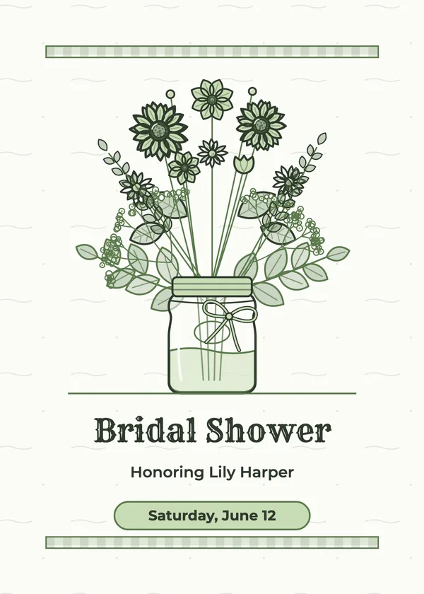 Mason Jar Wildflowers — Mason Jar bridal shower invitation