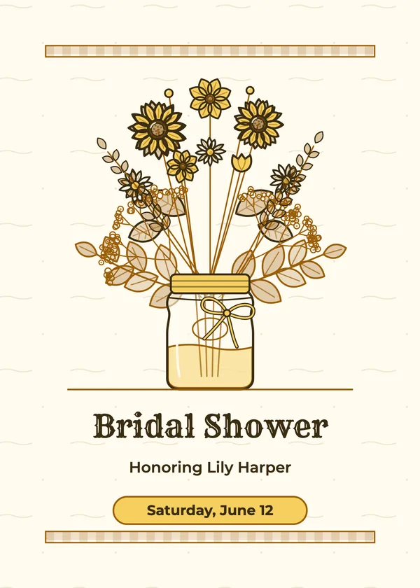 Mason Jar Wildflowers — Mason Jar bridal shower invitation