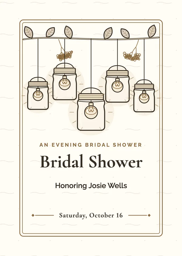 Hanging Jar Lights — Mason Jar bridal shower invitation