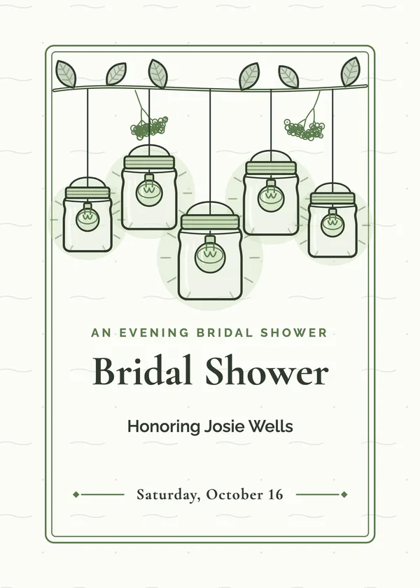 Hanging Jar Lights — Mason Jar bridal shower invitation