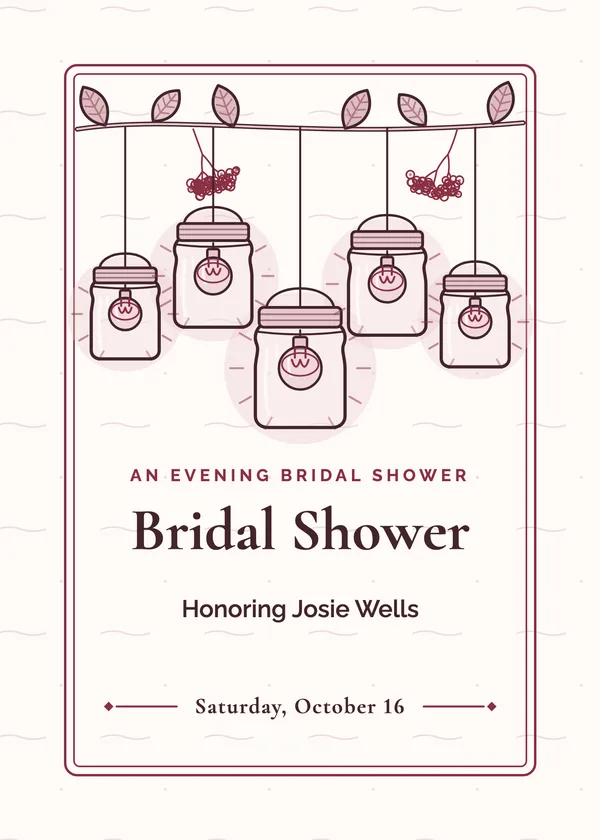 Hanging Jar Lights — Mason Jar bridal shower invitation