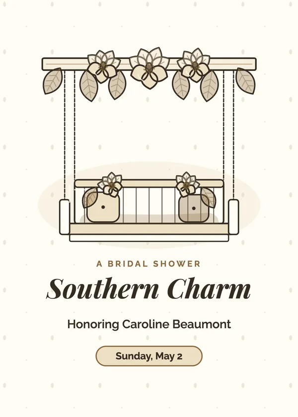 Porch Swing — Southern Magnolia bridal shower invitation