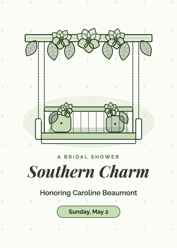 Porch Swing — Southern Magnolia bridal shower invitation