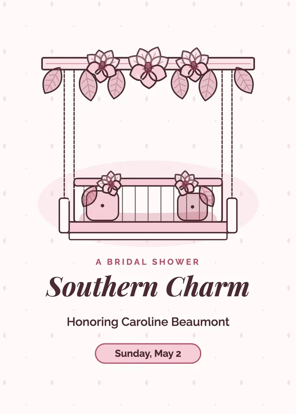 Porch Swing — Southern Magnolia bridal shower invitation