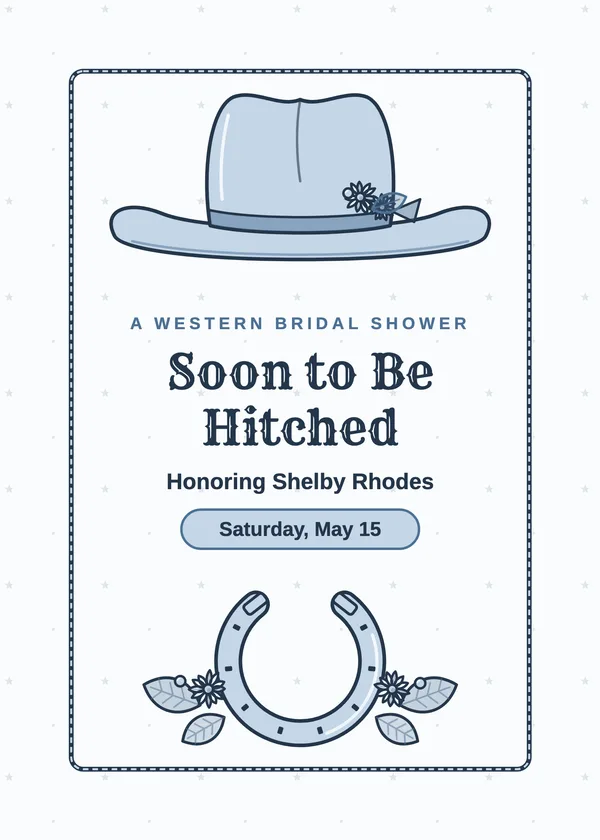 Hat & Horseshoe — Boots & Western bridal shower invitation