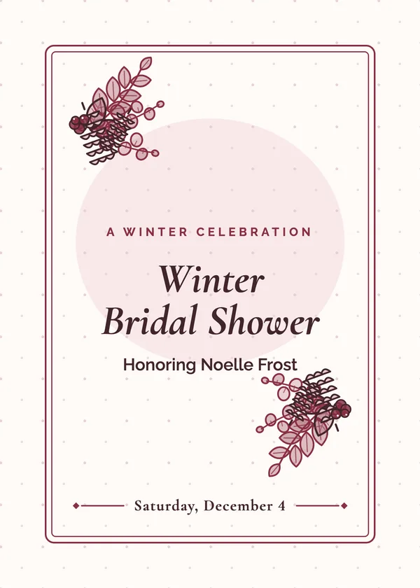 Winter Greenery — Winter & Holiday bridal shower invitation