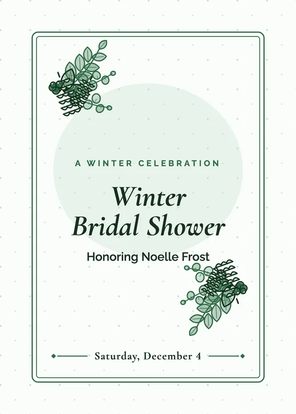Winter Greenery — Winter & Holiday bridal shower invitation
