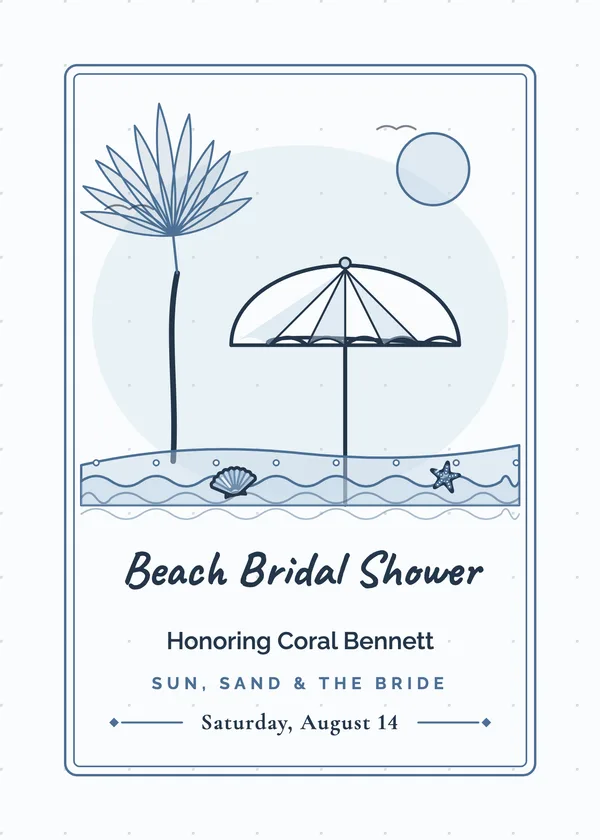 Beach Umbrella — Beach & Nautical bridal shower invitation