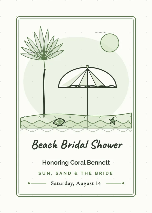 Beach Umbrella — Beach & Nautical bridal shower invitation