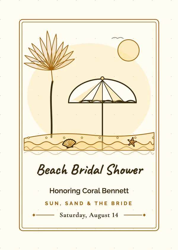 Beach Umbrella — Beach & Nautical bridal shower invitation