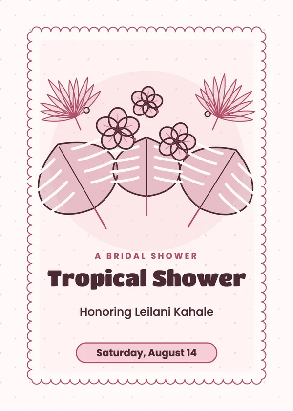 Monstera & Hibiscus — Tropical bridal shower invitation