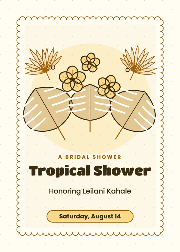 Monstera & Hibiscus — Tropical bridal shower invitation