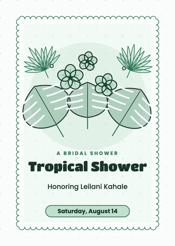 Monstera & Hibiscus — Tropical bridal shower invitation