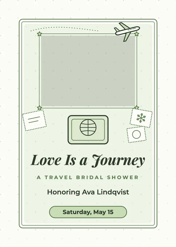 Passport — Travel & Passport bridal shower invitation with a photo window