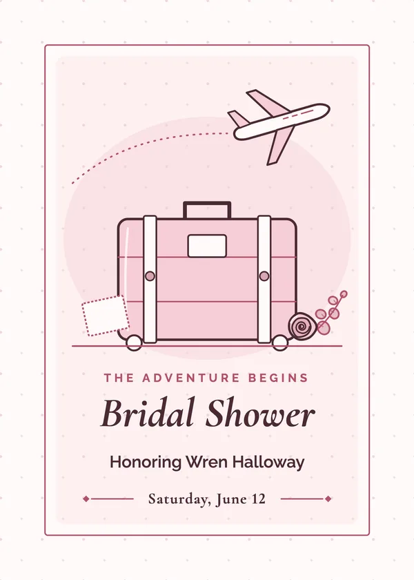 Vintage Suitcase — Travel & Passport bridal shower invitation