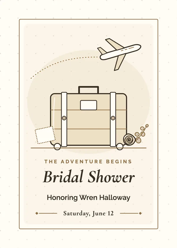 Vintage Suitcase — Travel & Passport bridal shower invitation