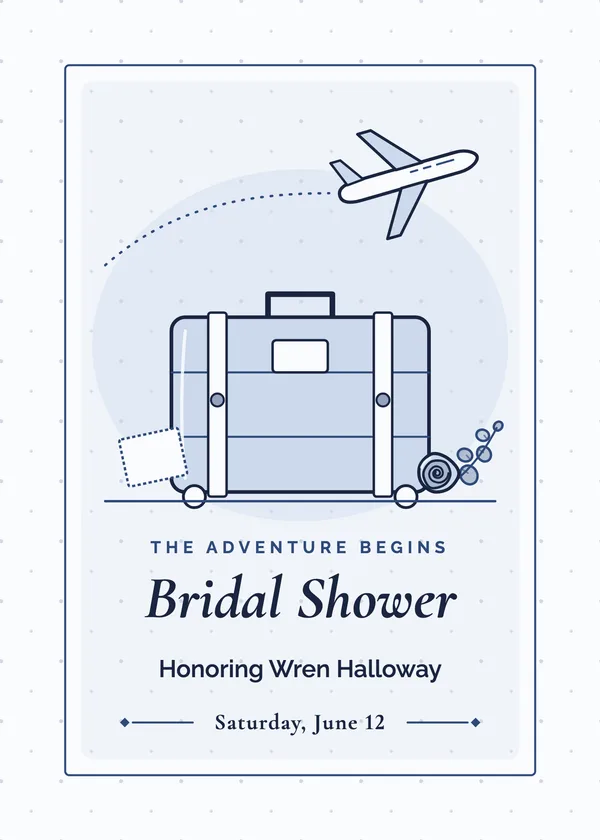 Vintage Suitcase — Travel & Passport bridal shower invitation