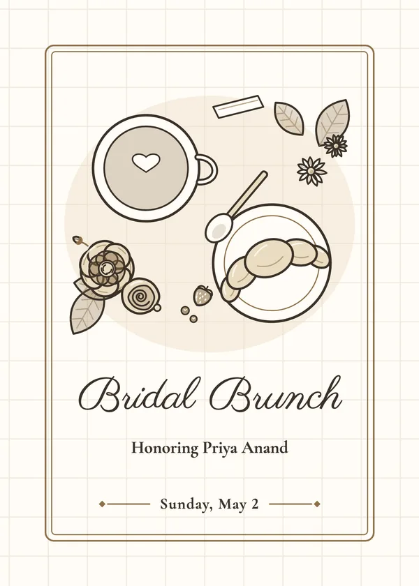 Coffee & Croissant — Brunch & Bubbly bridal shower invitation