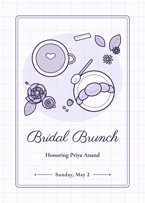 Coffee & Croissant — Brunch & Bubbly bridal shower invitation