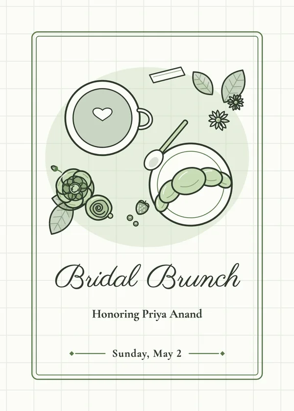 Coffee & Croissant — Brunch & Bubbly bridal shower invitation