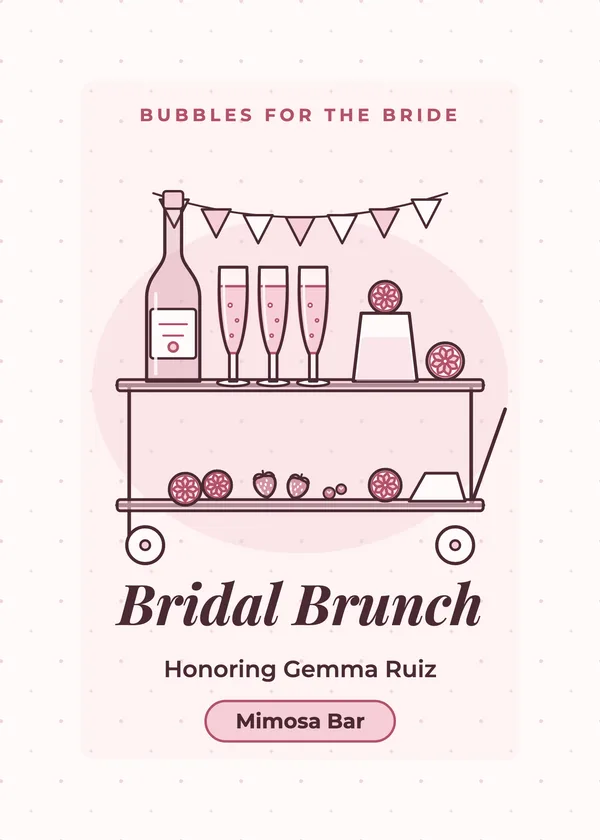 Mimosa Bar Cart — Mimosa Bar & Luncheon bridal shower invitation