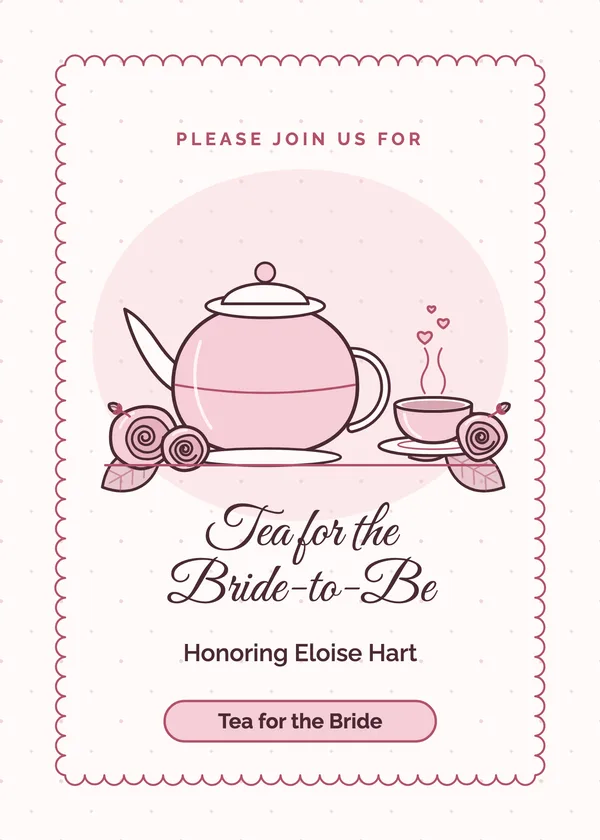 Teapot & Roses — Tea Party bridal shower invitation