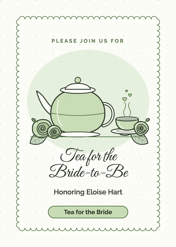 Teapot & Roses — Tea Party bridal shower invitation
