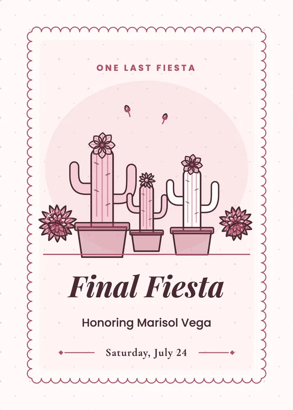 Cacti & Blooms — Final Fiesta bridal shower invitation
