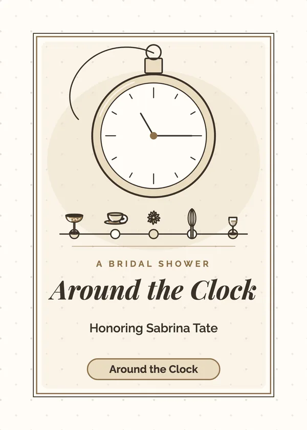 Pocket Watch — Around the Clock bridal shower invitation