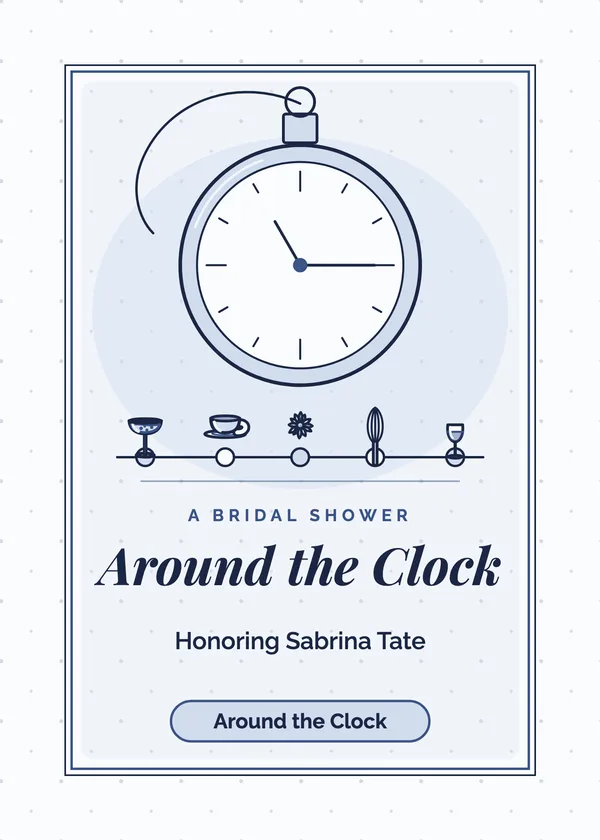 Pocket Watch — Around the Clock bridal shower invitation
