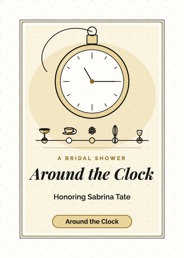 Pocket Watch — Around the Clock bridal shower invitation