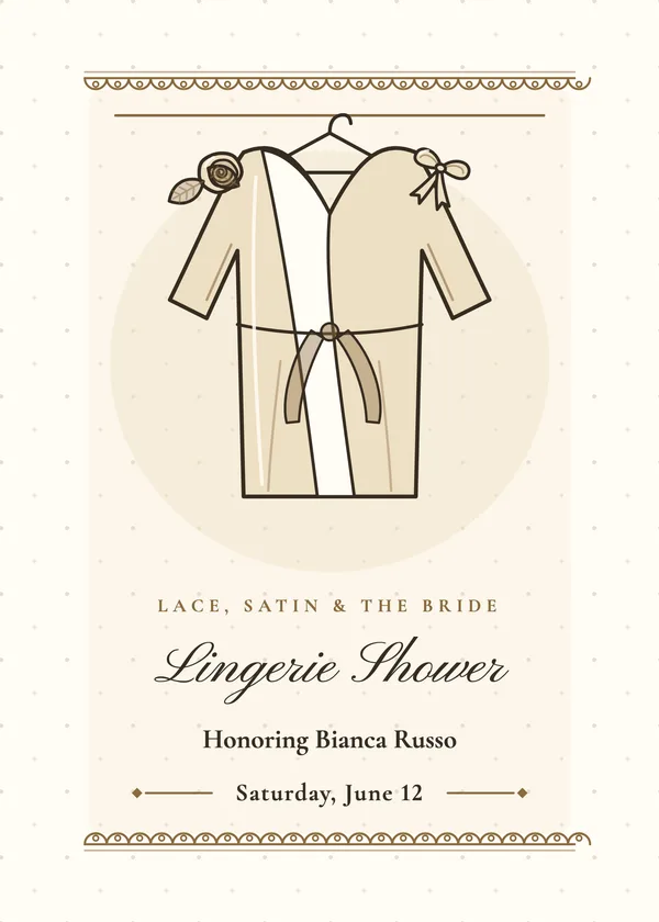 Satin Robe — Lingerie bridal shower invitation