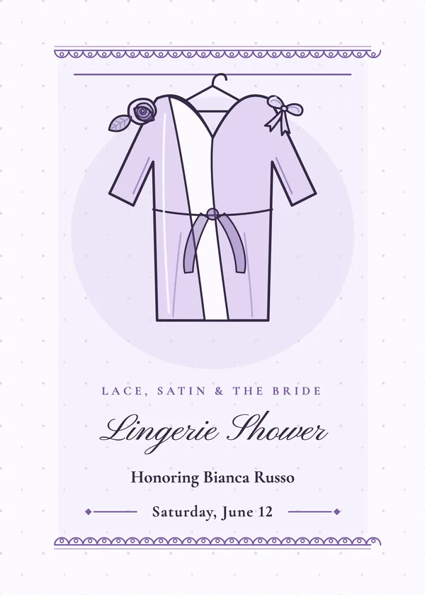 Satin Robe — Lingerie bridal shower invitation