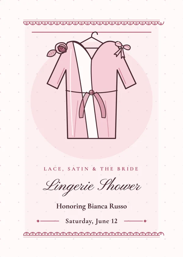 Satin Robe — Lingerie bridal shower invitation