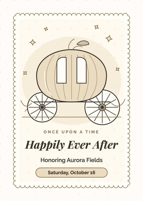 Pumpkin Carriage — Happily Ever After bridal shower invitation
