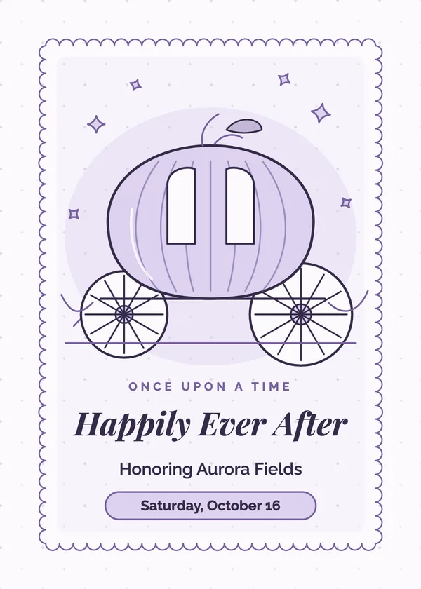 Pumpkin Carriage — Happily Ever After bridal shower invitation