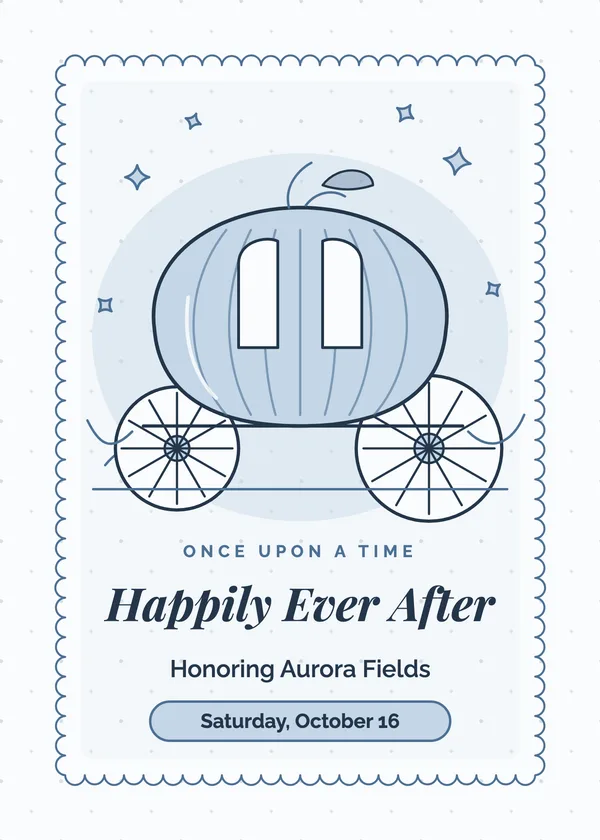Pumpkin Carriage — Happily Ever After bridal shower invitation