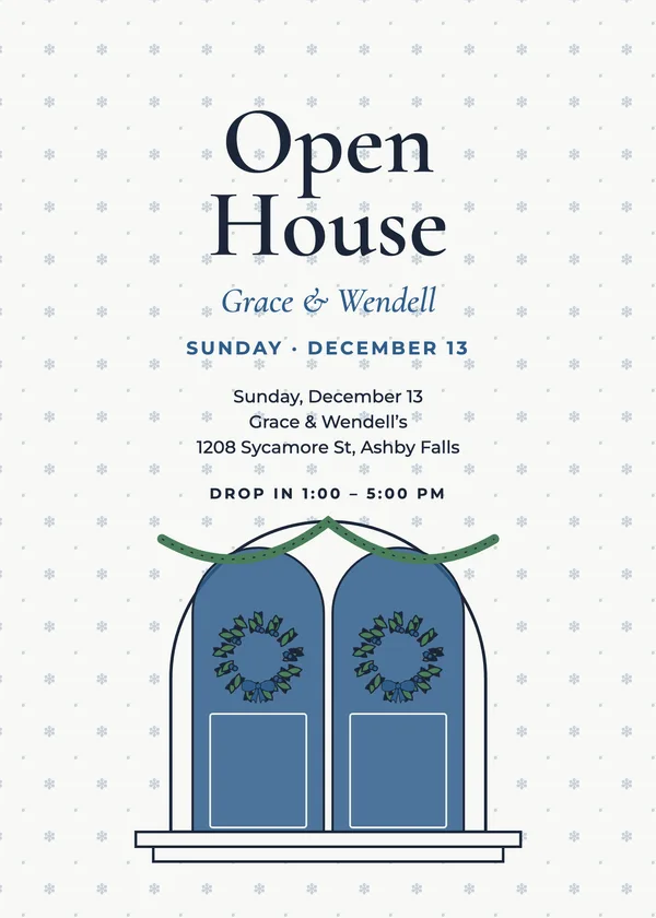 Double Doors — Open House Christmas party invitation
