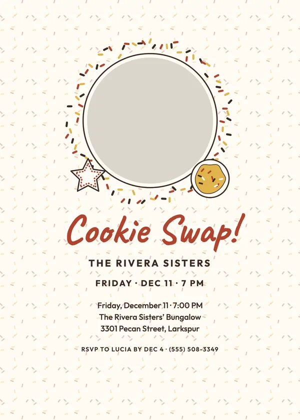 Sprinkle Ring — Cookie Exchange Christmas party invitation with a photo window