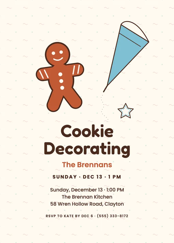 Piping Bag — Cookie Decorating Christmas party invitation